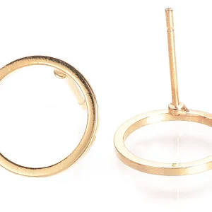 Puces d'oreilles cercles ajourés 12 mm - dorées à l'or fin