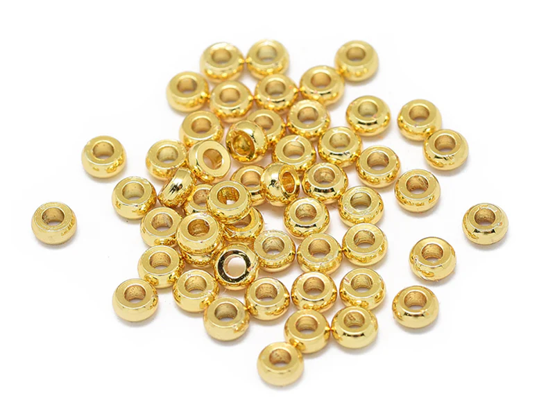 10 perles intercalaires rondelles - doré à l'or fin 18k - 2,7 x 1,3 mm – Image 3
