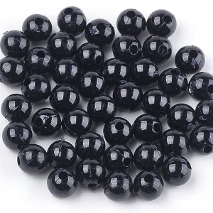 100 perles en plastique rondes 6 mm - noir