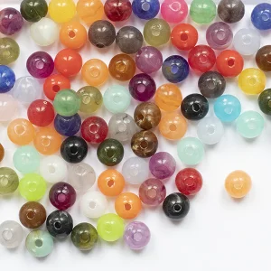 100 perles en plastique rondes 6 mm - imitation perles naturelles