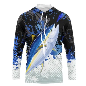 Anti-UV Pêche Thon Bleu Marine Tuna Personnalisé Big Game