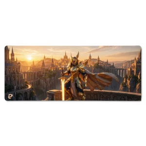 Tapis de Souris XXL Chevalier d'Or | PopMyPad | 900x400mm | 3mm | Antidérapant Haute Précision
